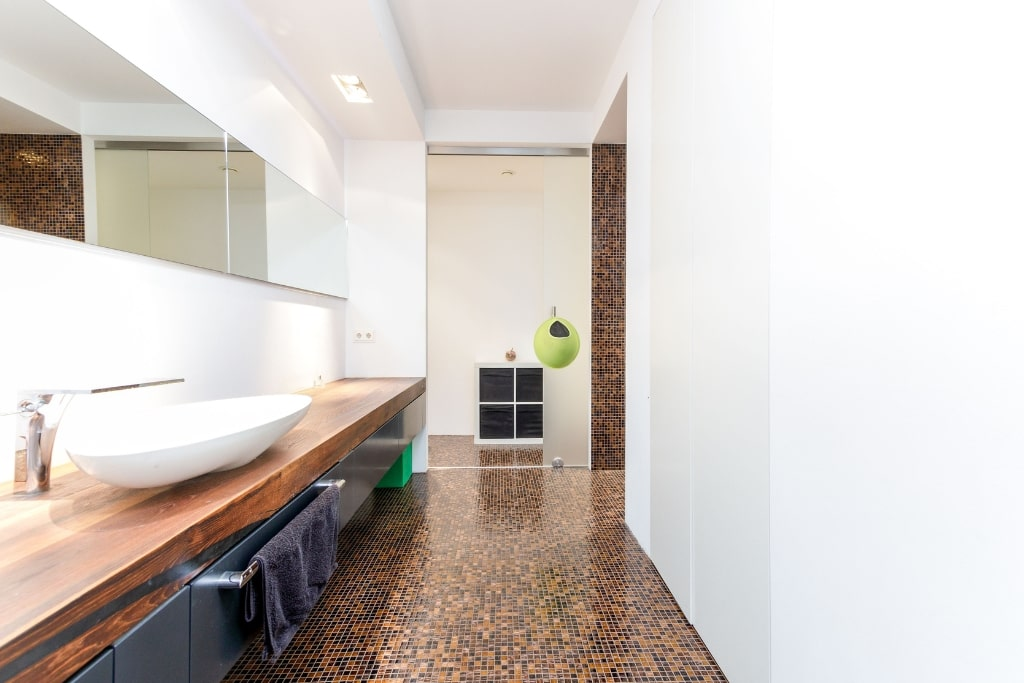 Das Badezimmer eines Einfamilienhauses in Trier.