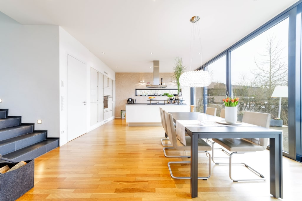 Der Wohn- und Essbereich eines Einfamilienhauses in Mertesdorf.